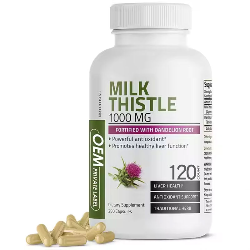 120 capsules of milk thistle grass dandelion root liver supplement