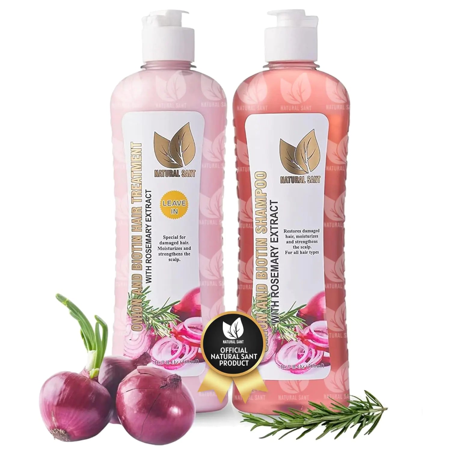 Onion Biotin and Rosemary Shampoo &amp; Treatment for Stronger, Thicker and Longer Strands - Soft Shine, Anti-Hair Loss and Thinning, Growth Formula, Paraben and Silicone Free