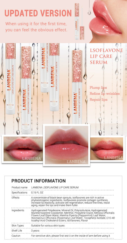 LANBENA Lip Care Serum Lip Plumper Repairing Reduce Lip Mask Fine Lines Increase Reduce Fine Lines Moisturizing Lip Care TSLM1