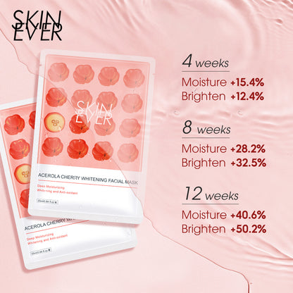 SKIN EVER Acerola Cherry Mask Pack Box of 7 Pieces Hydrating Moisturizing Nourishes Bright Skin SK035Z