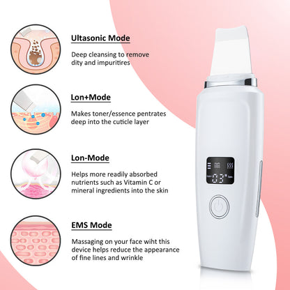 Hailicare Facial Ultrasonic Iontophoresis Export Skin Scraper LED LCD Screen Skin Scrubber