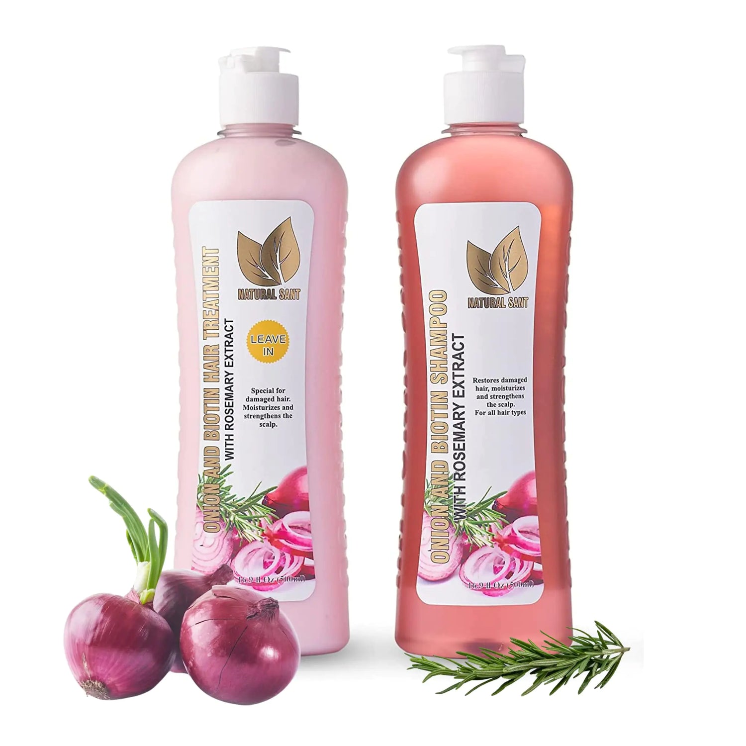 Onion Biotin and Rosemary Shampoo &amp; Treatment for Stronger, Thicker and Longer Strands - Soft Shine, Anti-Hair Loss and Thinning, Growth Formula, Paraben and Silicone Free