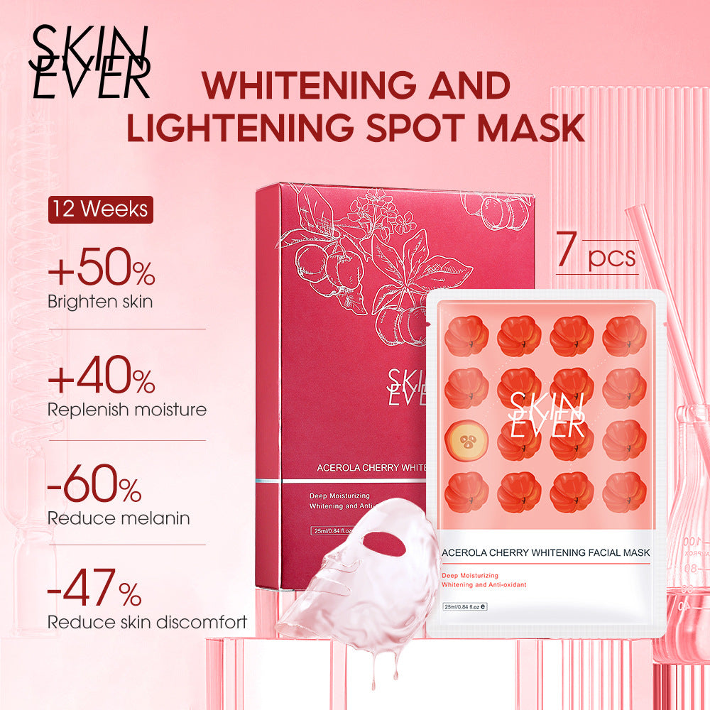 SKIN EVER Acerola Cherry Mask Pack Box of 7 Pieces Hydrating Moisturizing Nourishes Bright Skin SK035Z